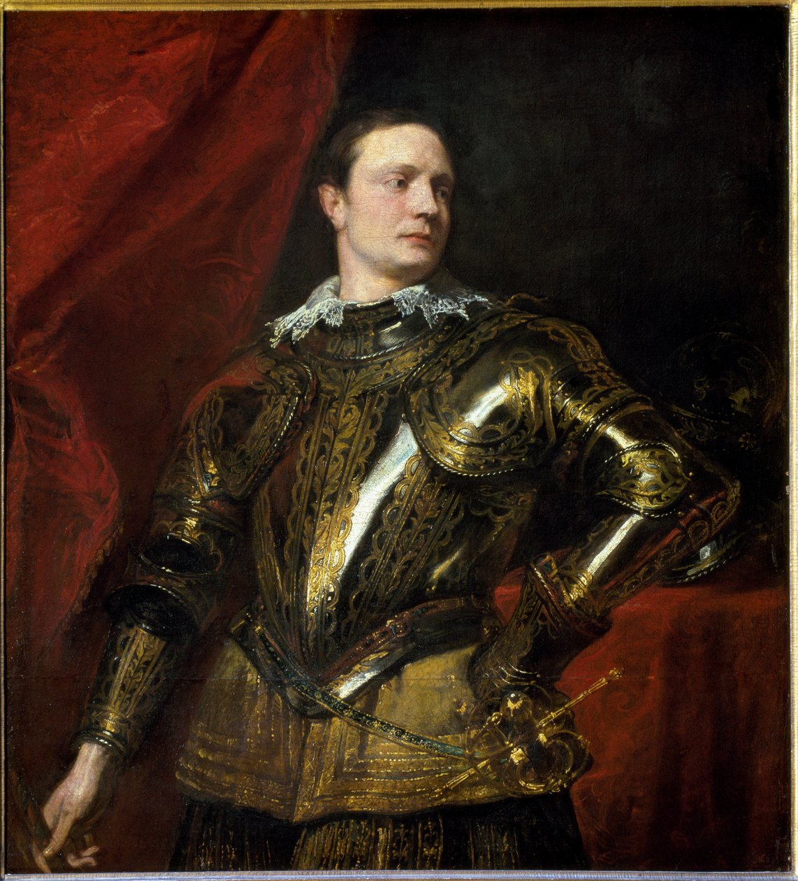 Portrett av ung general (eller condottiere) med gyllen rustning (olje på lerret, ca. 1624) av Anthony van Dyck