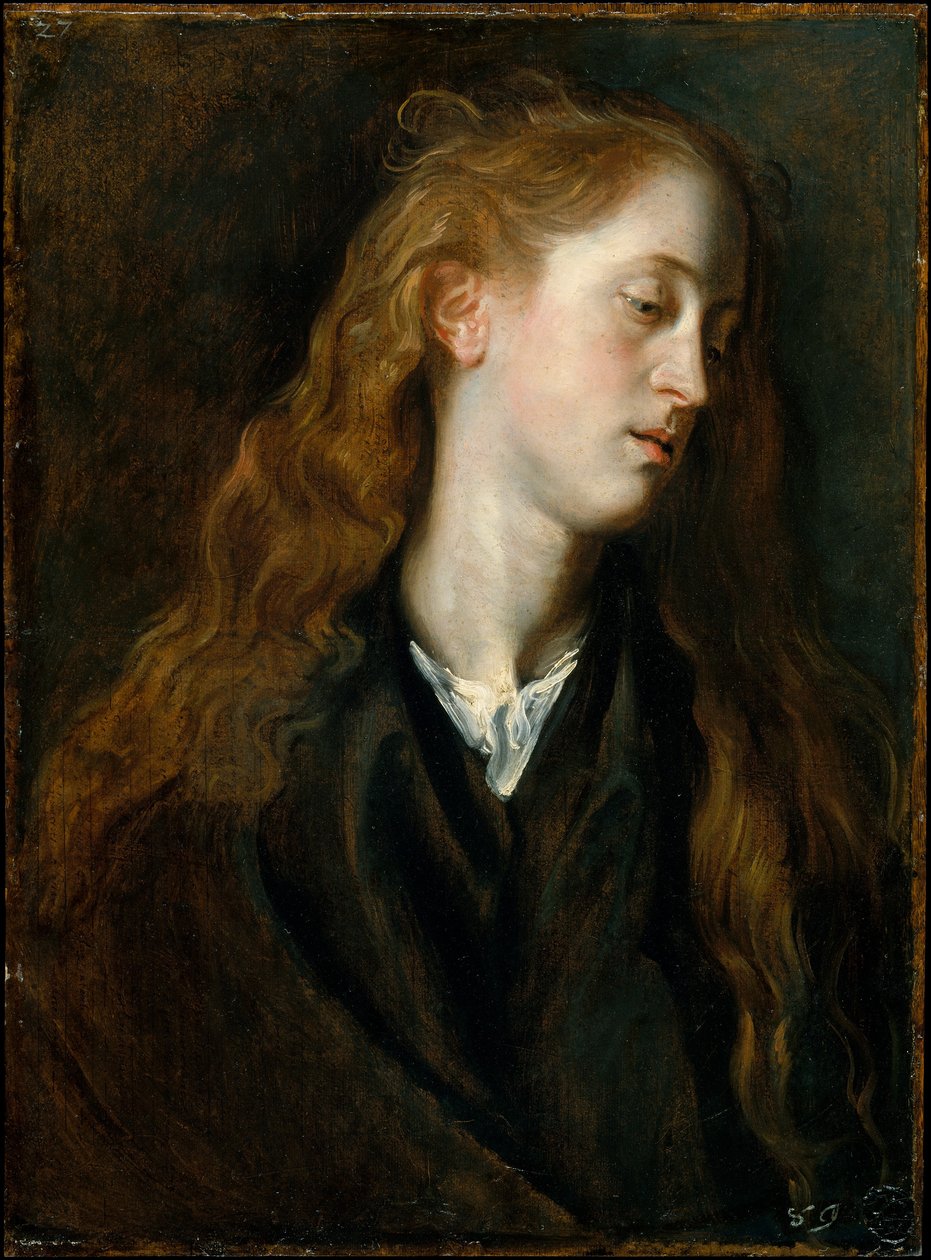 Hodestudie av en ung kvinne av Anthony van Dyck