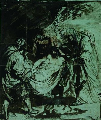Study for the Entombment (svart kritt/brunt blekk) av Anthony van Dyck