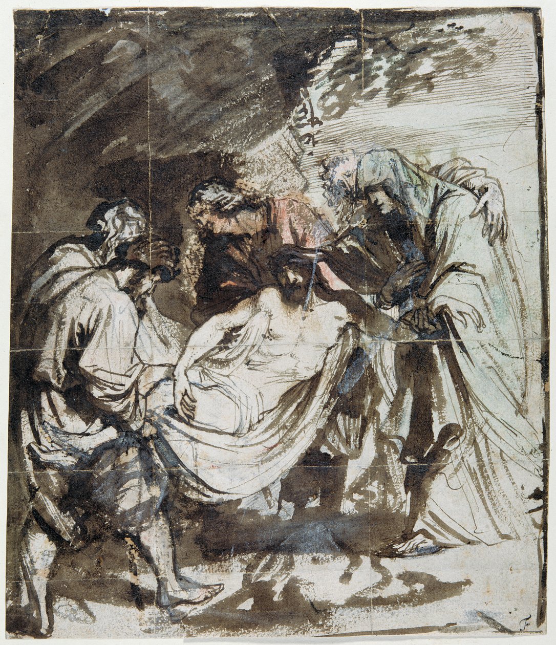 Study for the Entombment, ca. 1617-18 (penn og blekk over kritt med vask og gouache på papir) av Anthony van Dyck