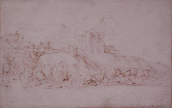 Ypres Tower, Rye, sett fra sør (penn og blekk på papir) av Anthony van Dyck