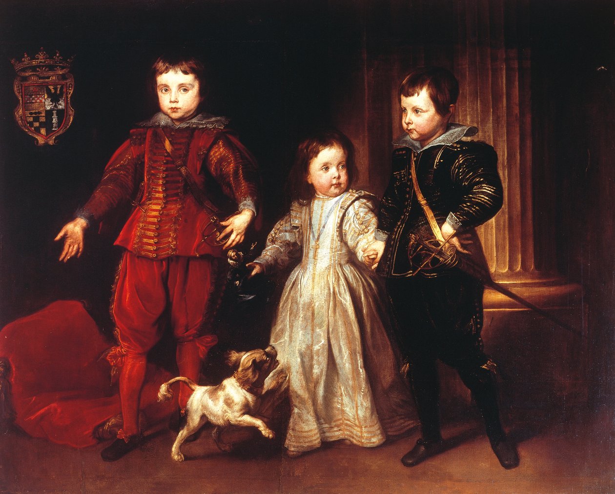 Tre barn med hund, av Anthony van Dyck (1599-1641) av Anthony van Dyck