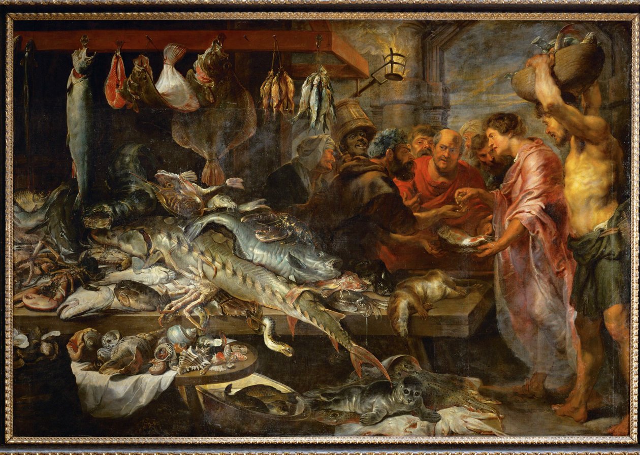 Et fiskemarked, ca. 1618 (olje på lerret) av Anthony van & Snyders Frans (1579-1657) Dyck
