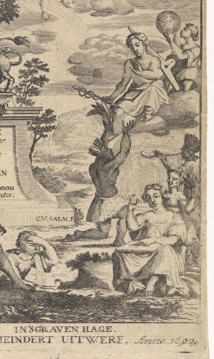 Allegory of Botany Tittelside for: Theodorus Schoon, True Practice and Analysis of Plants, 1692 av Anthony van Zijlvelt