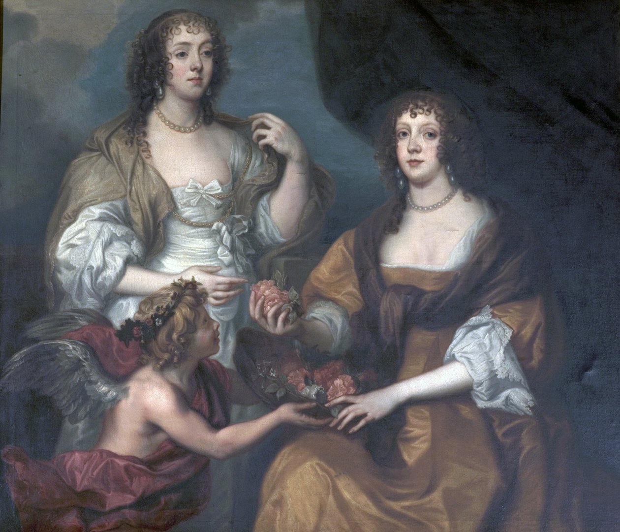 Lady Elizabeth Thimbelby og Dorothy, Viscountesse Andover av Anthony van after Dyck