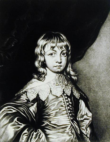 Portrett av George, hertug av Buckingham (1592-1628) gravert av Robert Dunkarton (1744-c.1817) fra Illustrious Characters in British History (mezzotint) av Anthony van after Dyck