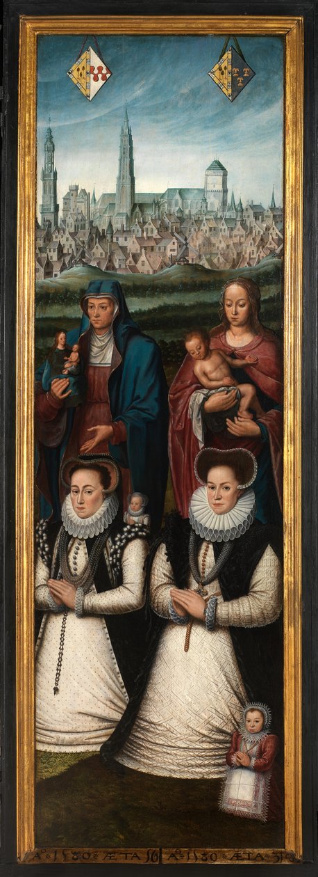 Detalj av portrett av Juan Pardo II og hans koner Anna Ingenieulandt og Maria Anchemant av Anthuenis (1536 1613) Claeissins or Claeissens