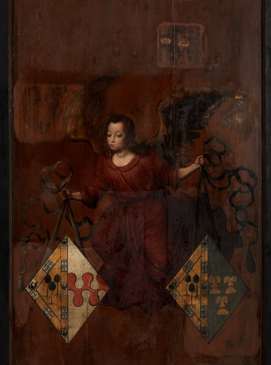 Baksiden av portrett av Juan Pardo II og hans koner Anna Ingenieulandt og Maria Anchemant av Anthuenis (1536 1613) Claeissins or Claeissens