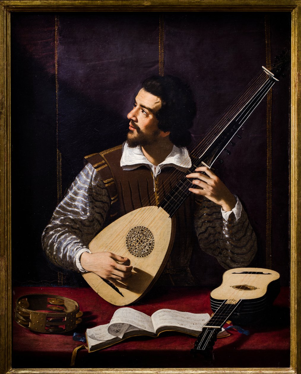 Theorbo-spiller av Antiveduto Gramatica