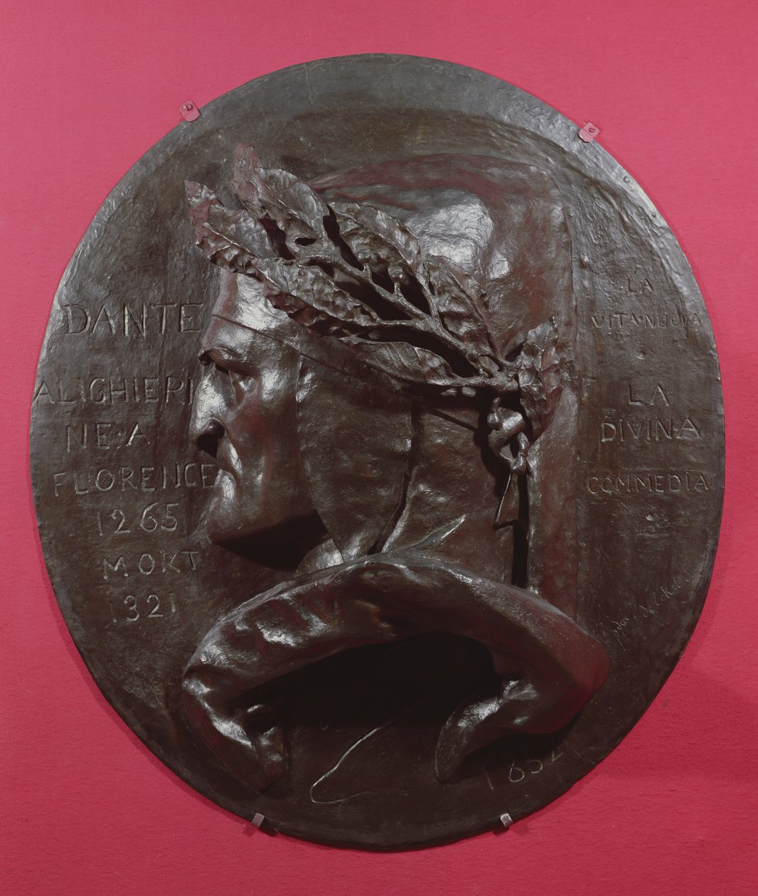 Medaljong som viser Dante Alighieri (1265-1321) (bronse) av Antoine Augustin Preault