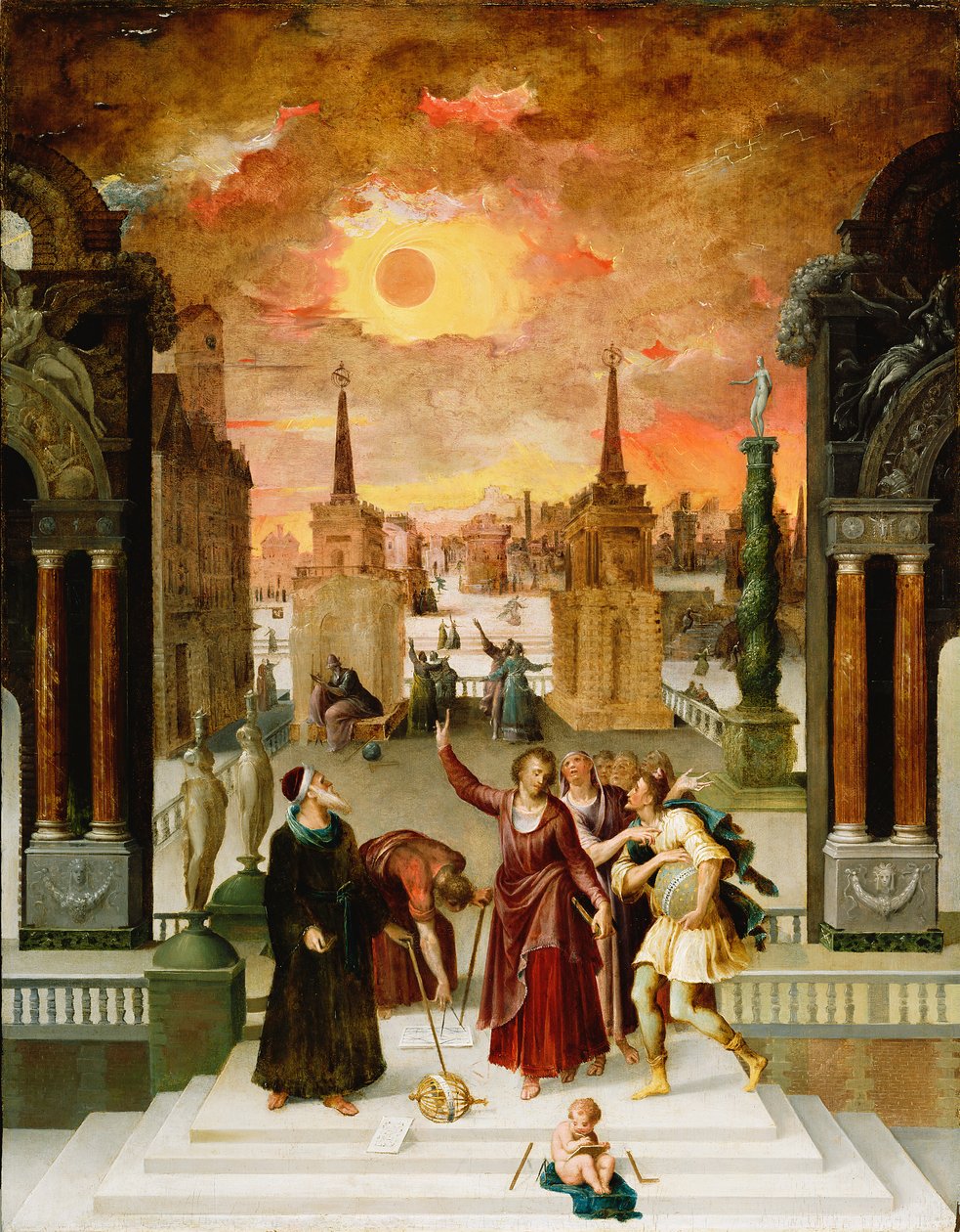 Areopagitten Dionysius omvender de hedenske filosofene, 1570-årene av Antoine Caron