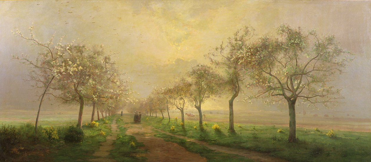 Epletrær og kost i blomst av Antoine Chintreuil