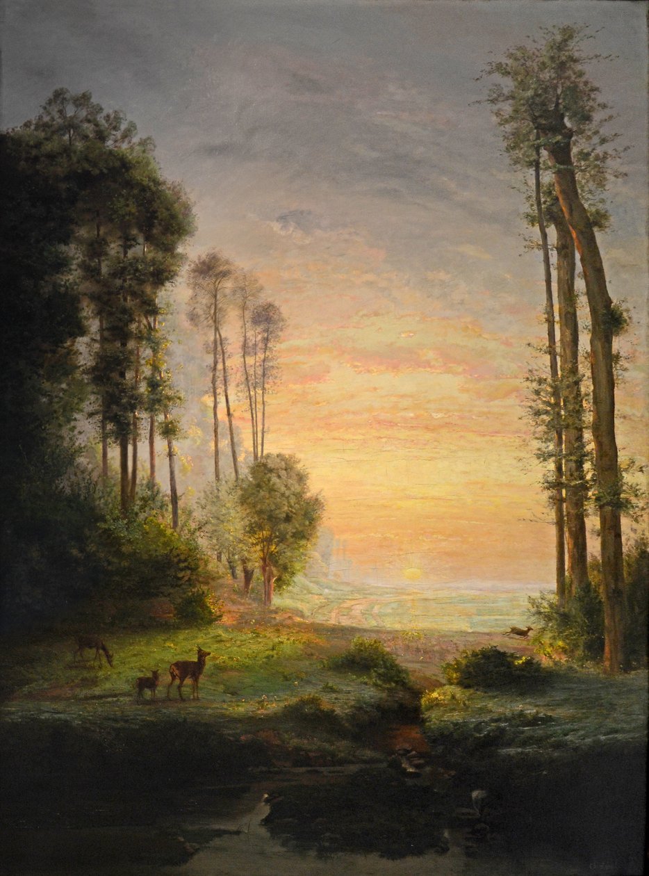 Solen drikker dugg, olje på lerret, av Antoine Chintreuil