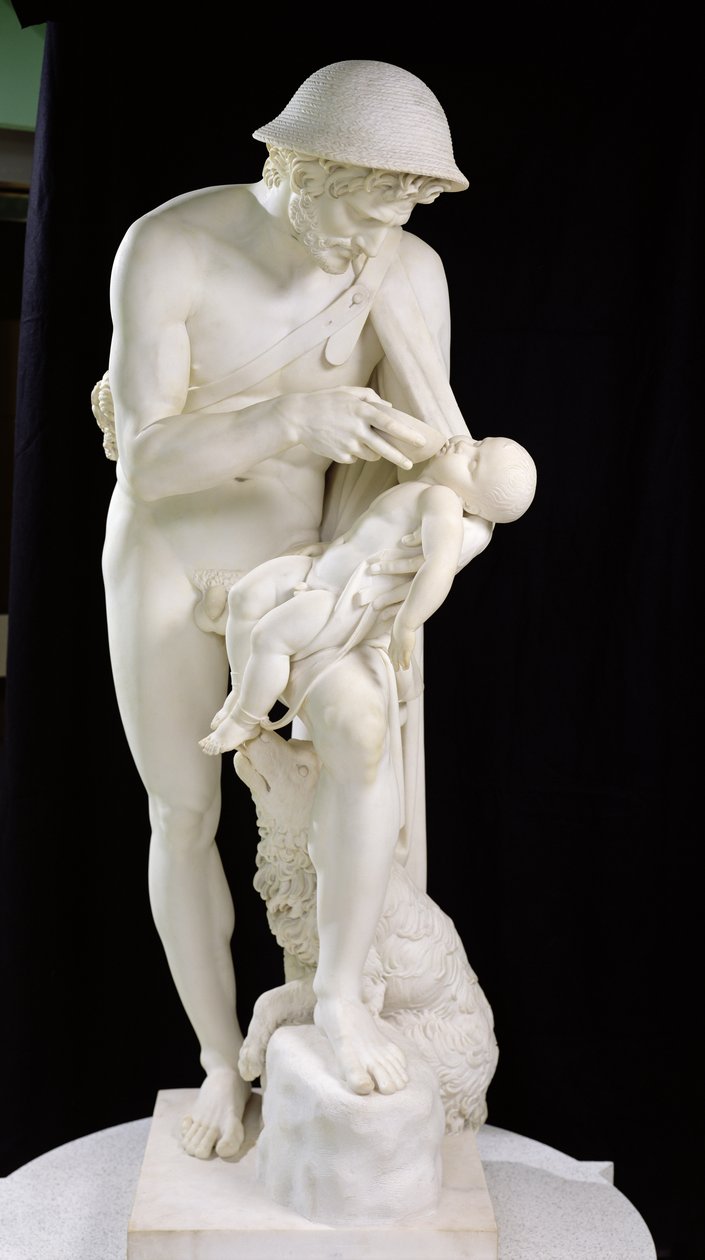 Phorbas bringer Oedipus tilbake til livet, 1802-18 (marmor) av Antoine Denis Chaudet