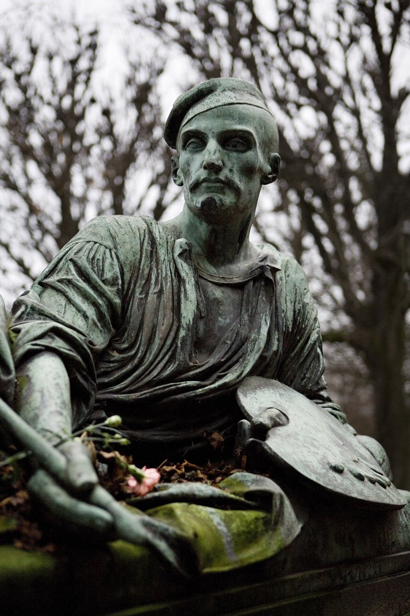 Graven til Jean Louis Andre Theodore Gericault (1791-1824) (bronse) av Antoine Etex