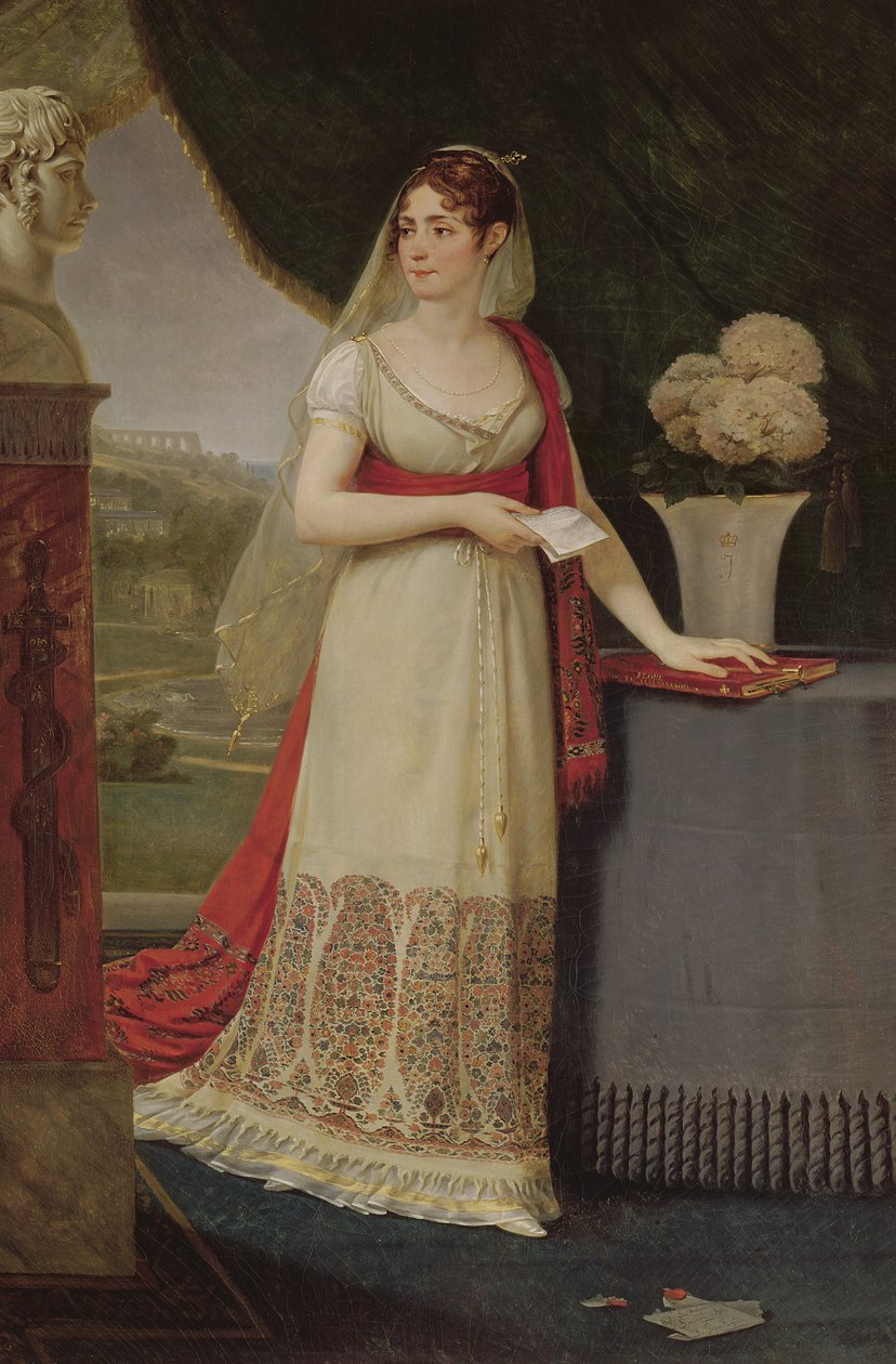 Josephine Tasher de la Pagerie (1763-1814) keiserinne av franskmennene, stirrer på en byste av sønnen Eugene de Beauharnais (1781-1824) ved Malmaison, 1808 av Antoine Jean Gros