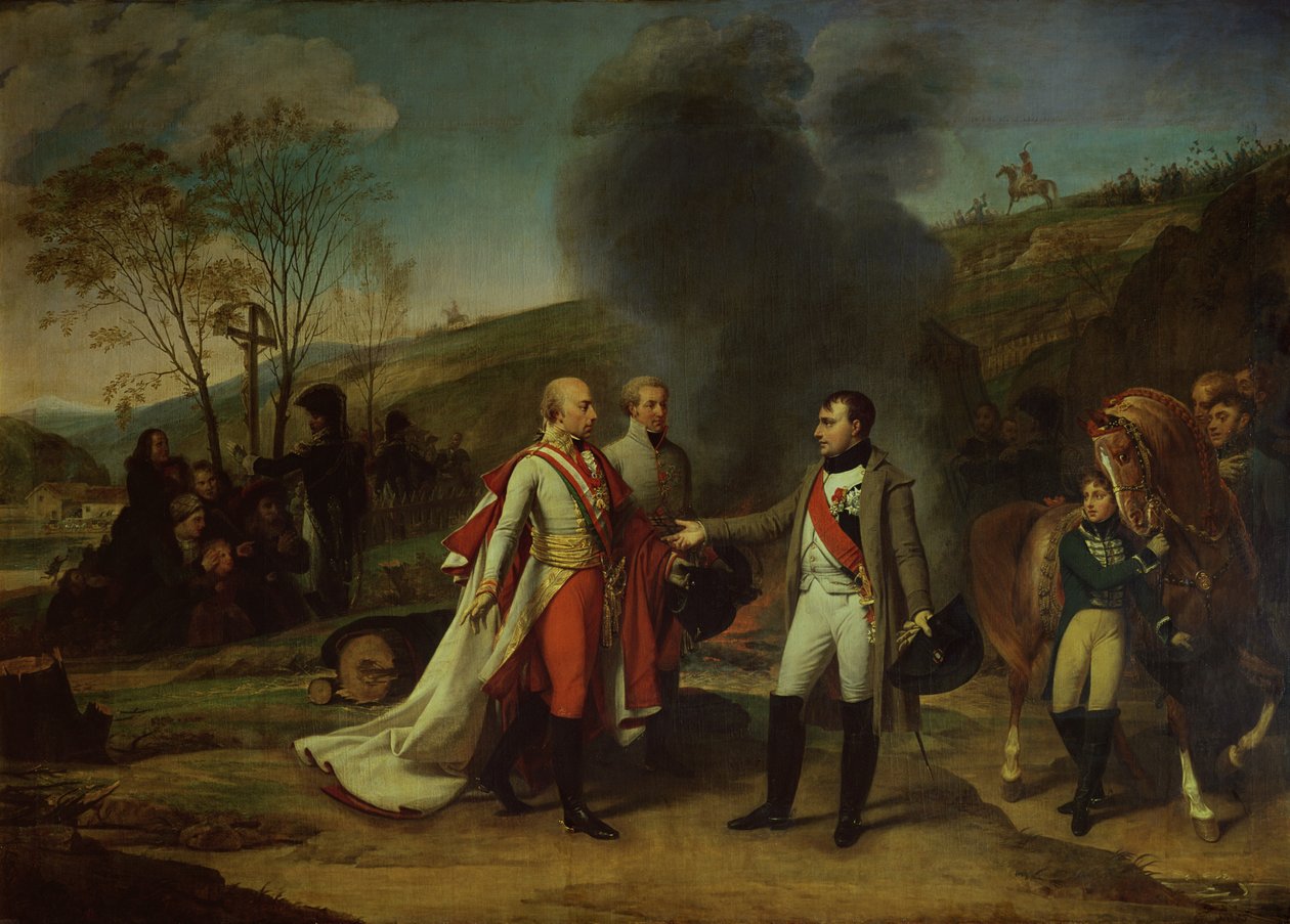 Møte mellom Napoleon I (1769-1821) og Frans II (1768-1835) etter slaget ved Austerlitz, 4. desember 1805 av Antoine Jean Gros