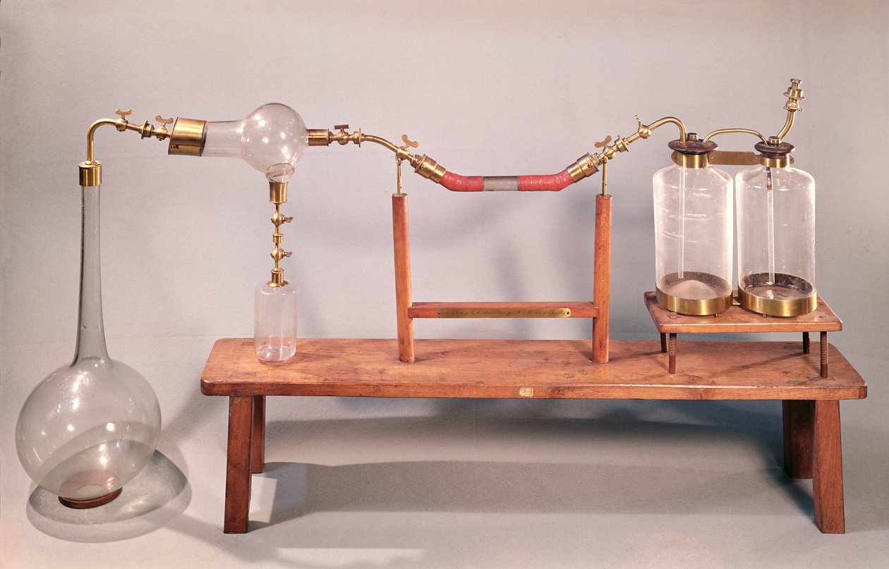 Apparat for å studere gjæring (tre, metall og glass) av Antoine Laurent de Lavoisier
