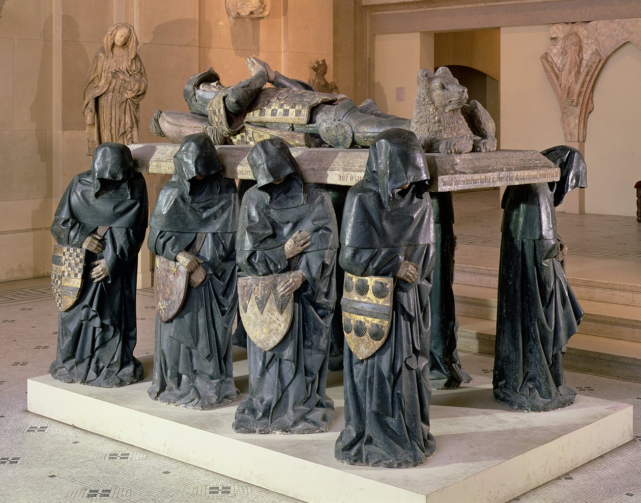 Graven til Philippe Pot (1428-94) fra Citeaux Abbey, ca. 1480-83 (polykrom stein) (se også 208694) av Antoine Le Moiturier