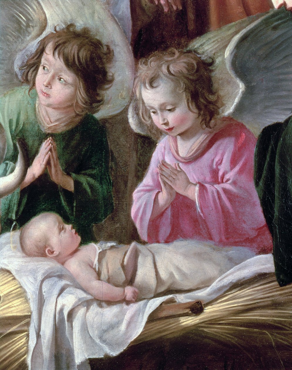 The Adoration of the Shepherds, Angels and Child, ca. 1640 (detalj av 99414) av Antoine Le Nain