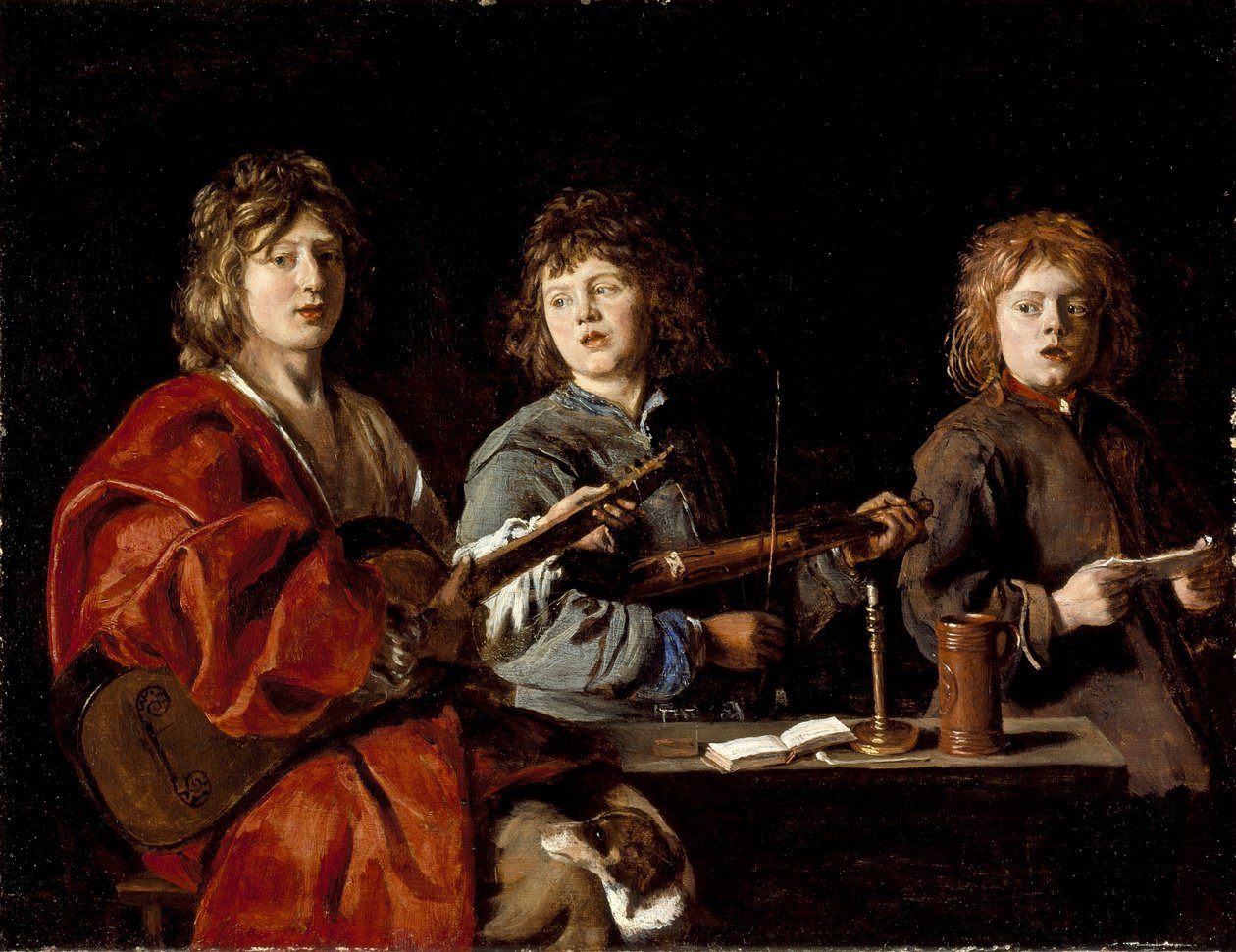 Three Young Musicians, ca. 1630 (olje på tre) av Antoine Le Nain