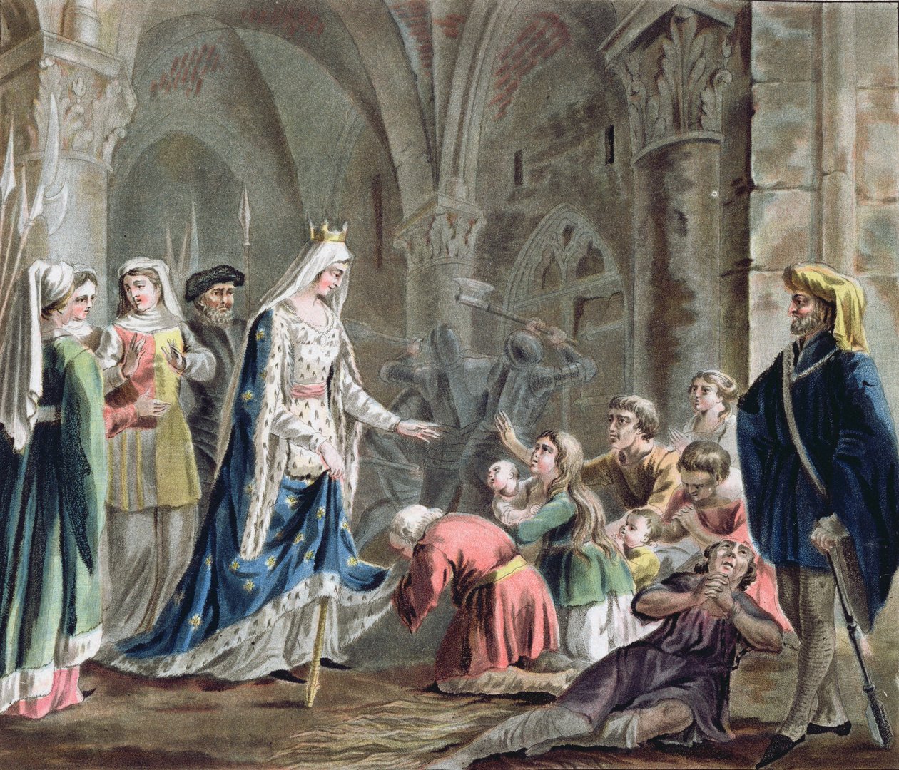 Blanche de Castille (1185-1252) bryter opp fengslene i kapittelet i Paris, gravert av Jean Baptiste Morret (fl. 1790-1820) 1787 av Antoine Louis Francois Sergent Marceau