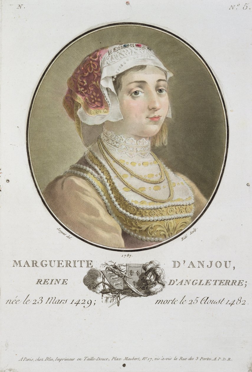 Marguerite d'Anjou (1429-82) gravert av Ride, 1787 av Antoine Louis Francois Sergent Marceau