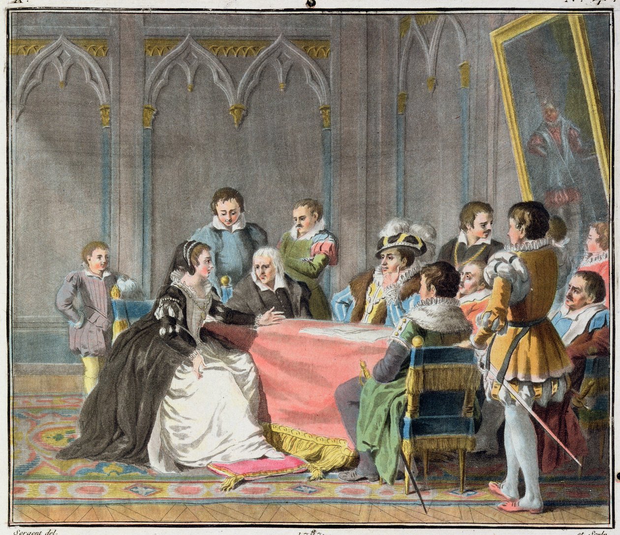 Marguerite de Valois (1553-1615) foran den spanske inkvisisjonen, 1787 av Antoine Louis Francois Sergent Marceau