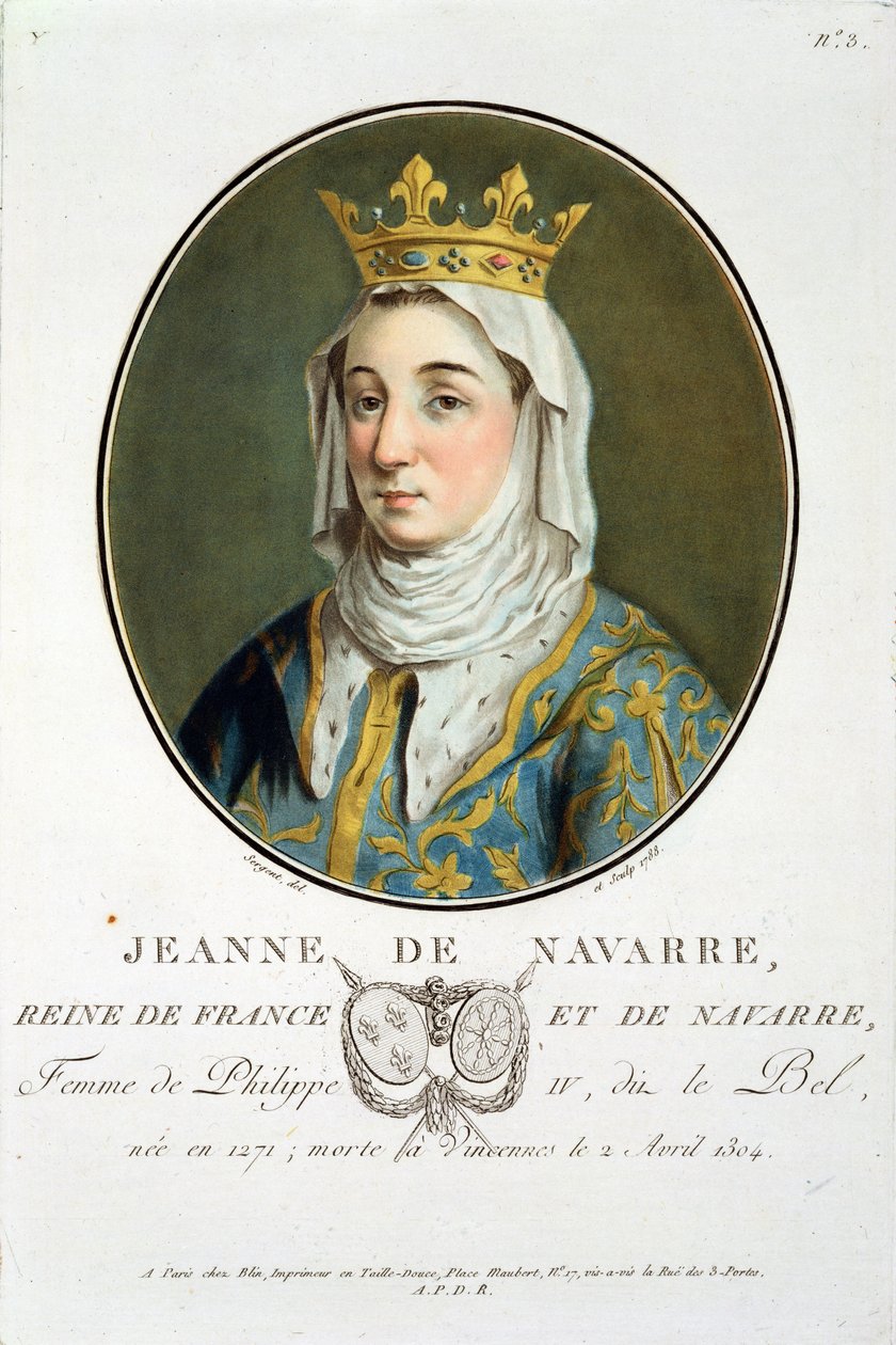 Portrett av Jeanne de Navarre (1271-1304), 1788 av Antoine Louis Francois Sergent Marceau