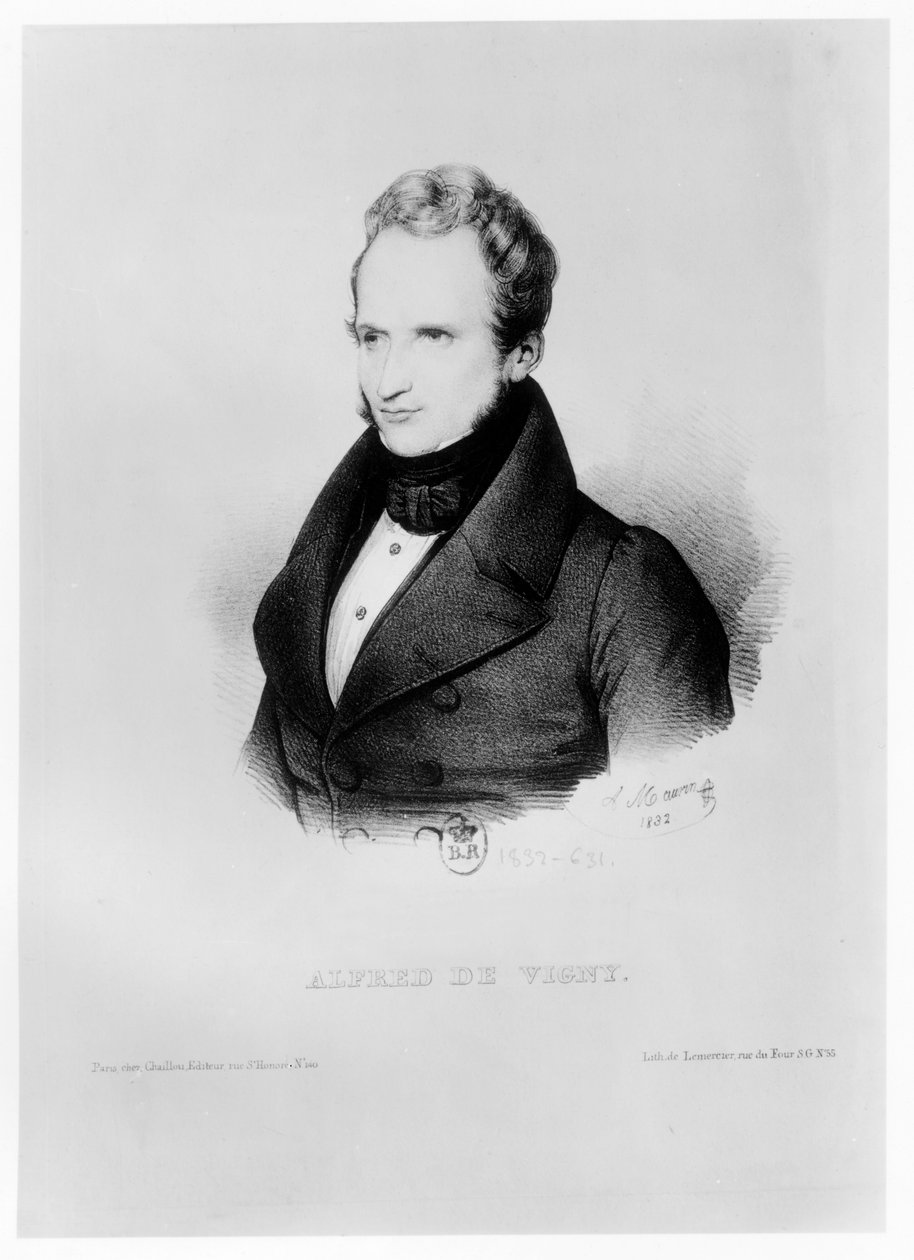 Portrett av Alfred de Vigny, 1832 av Antoine Maurin