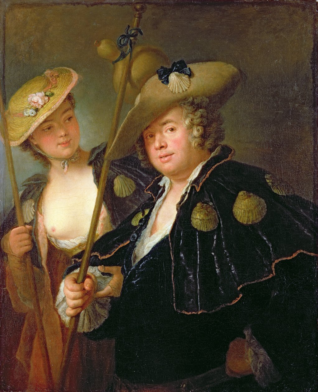 Gustav Adolf Graf von Gotter og hans niese Friederike von Wangenheum i pilegrimskostymer, ca. 1750 av Antoine Pesne