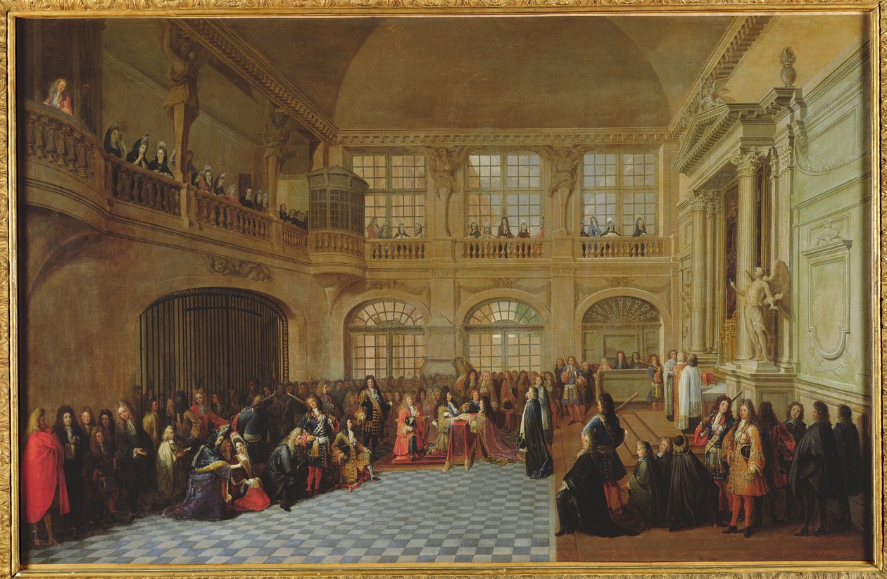 Philippe de Courcillon (1638-1720) Markis av Dangeau lovte sin ed til kong Louis XIV (1638-1715) i 1695, sent på 1600-tallet av Antoine Pezey