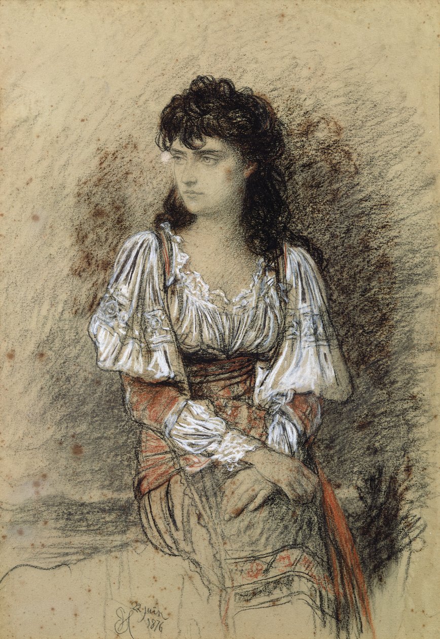 A Dressed Up Peasant, 1876 (akvarell og blyant på papir) av Antoine Auguste Ernest Herbert or Hebert