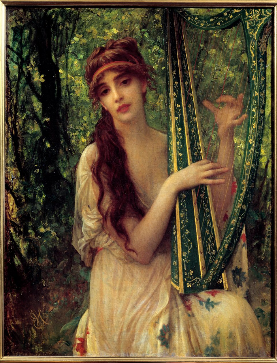 Musikk (Portrett av Agathe Calmel). Maleri av Ernest Hebert (1817-1908) av Antoine Auguste Ernest Herbert or Hebert