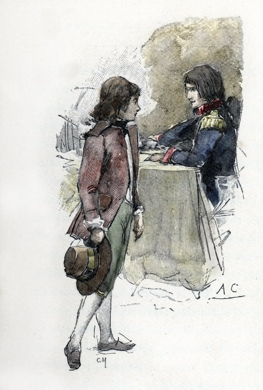 Josephines sønn, Eugene de Beauharnais (1781-1824) krever sverdet til sin far Alexandre de Beauharnais til svigersønnen Napoleon Bonaparte (1769-1821) (Unge Eugene de Beauharnais ber om sverdet til sin far Alexandre de Beauharnais til Napoleeeonis Bon av Antoine Calbet