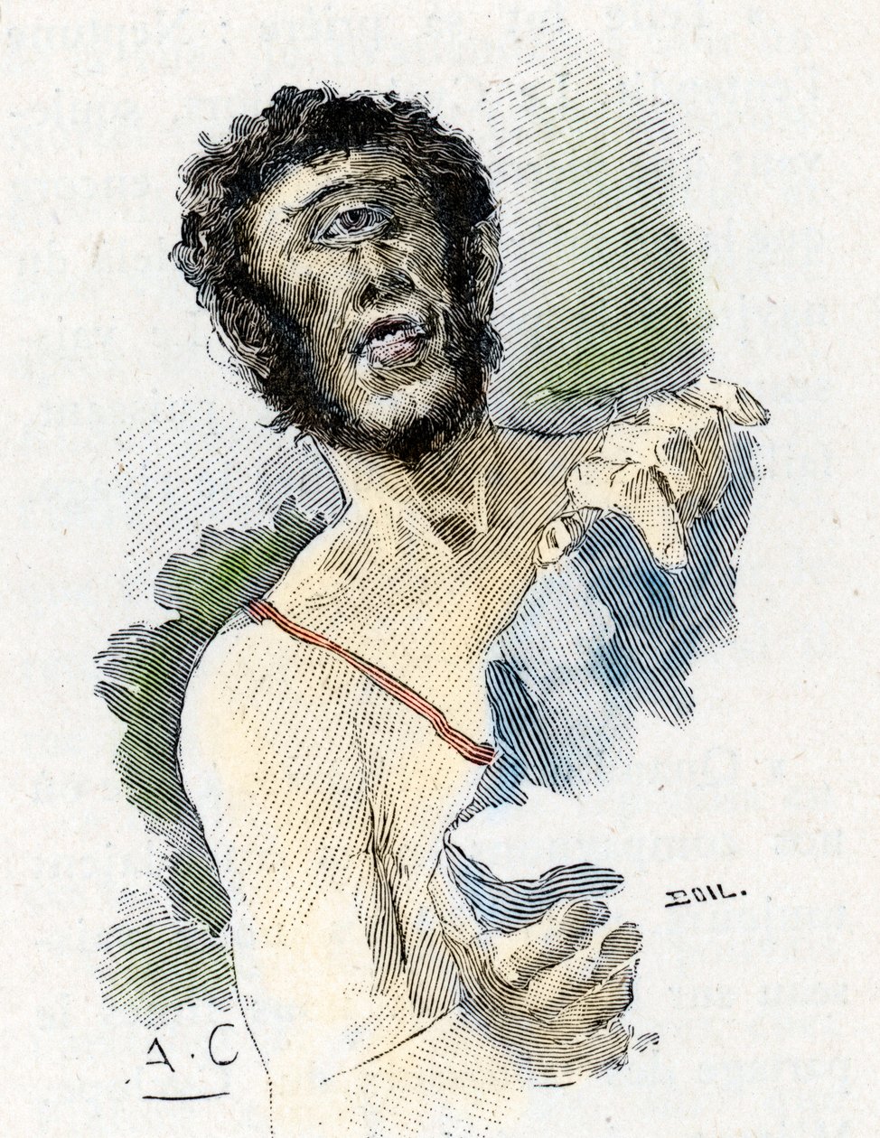 Odyssee d'Homere: "" The Cyclops Polypheme"" (Polyphemus, the Cyclops) Illustrasjon av Antoine Calbet (1860-1944) for "The odyssee" av den greske poeten Homere (Odyssey av Homer) 1897 Privat samling av Antoine Calbet