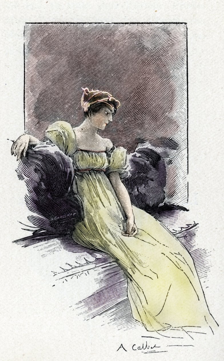 Portrett av Josephine de Beauharnais (1763-1814) på tidspunktet for hans møte med Napoleon Bonaparte (1769-1821) rundt 1795 (Portrett av Josephine de Beauharnais like før hennes ekteskap med Napoleon Bonaparte av Antoine Calbet