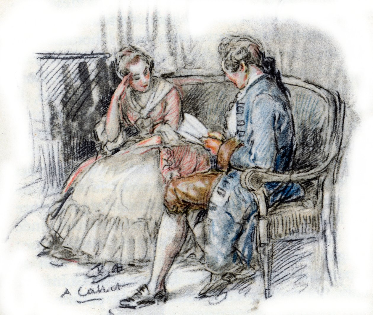 Werther leser en Charlotte ( av Antoine Calbet