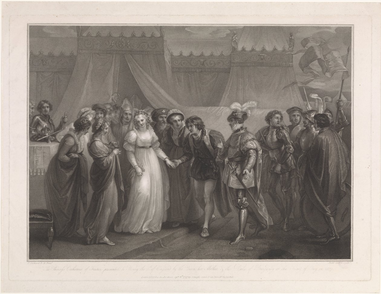 Catherine van Valois og kongen Hendrik V van Engeland Prinsessen Katarina av Frankrike presenterte Henrik den 5. av England (...) (tittel på objekt) av Antoine Cardon