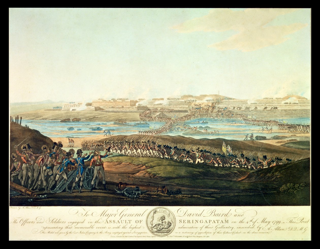 Fangsten av Seringapatam i 1799, 1801 (farget akvatint) av Antoine Cardon