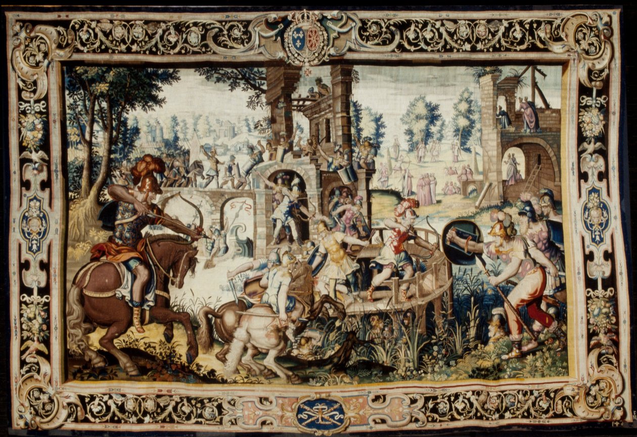 Øvelse i angrep og forsvar av en bastion, designet 1562–1565 (vevd 1611–1627) (ull og silke) av Antoine Caron
