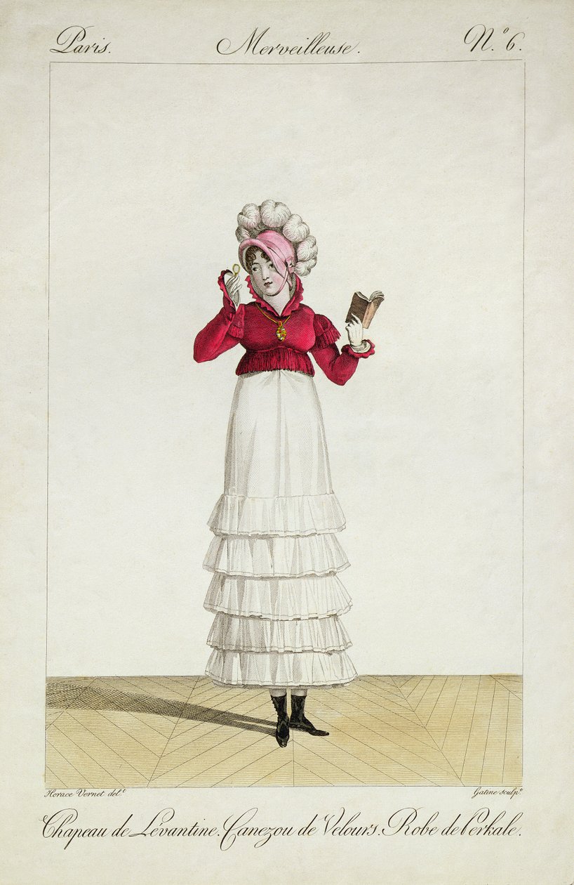 En dame i en levantinsk hatt, et lagdelt skjørt og en fløyelsjakke, plate 6 fra 