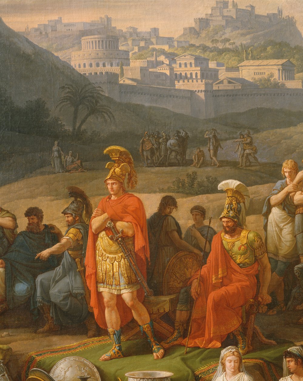 Begravelsesleker til ære for Patrocles, detalj om greske helter, ca. 1790 olje på lerret se også 346198 av Antoine Charles Horace Vernet
