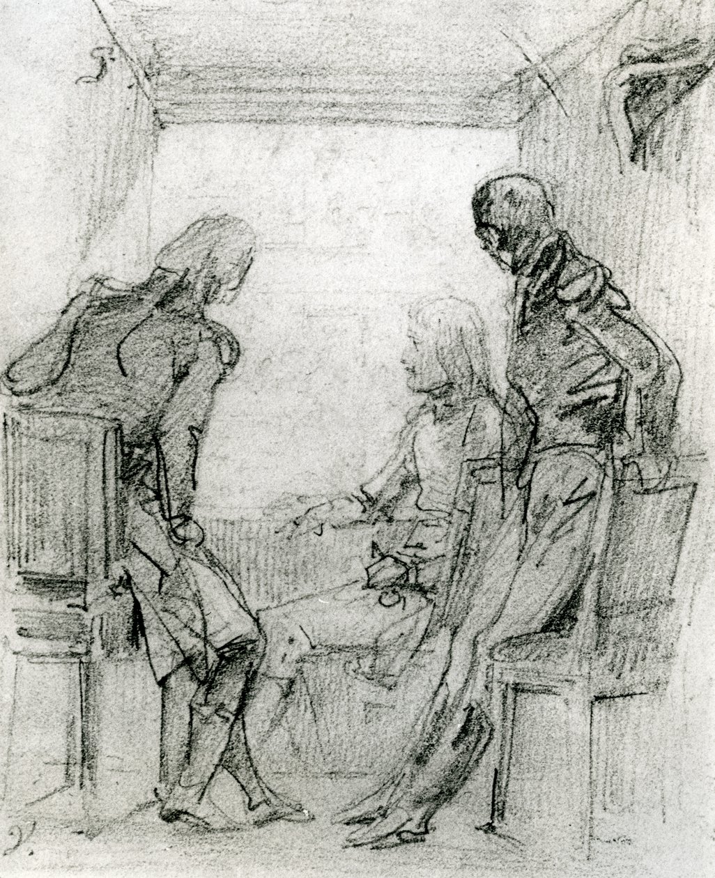 General Bonaparte ser på et skuespill på Comédie Française i Paris, sent på 1700-tallet (fargestift og kull på papir) av Antoine Charles Horace Vernet