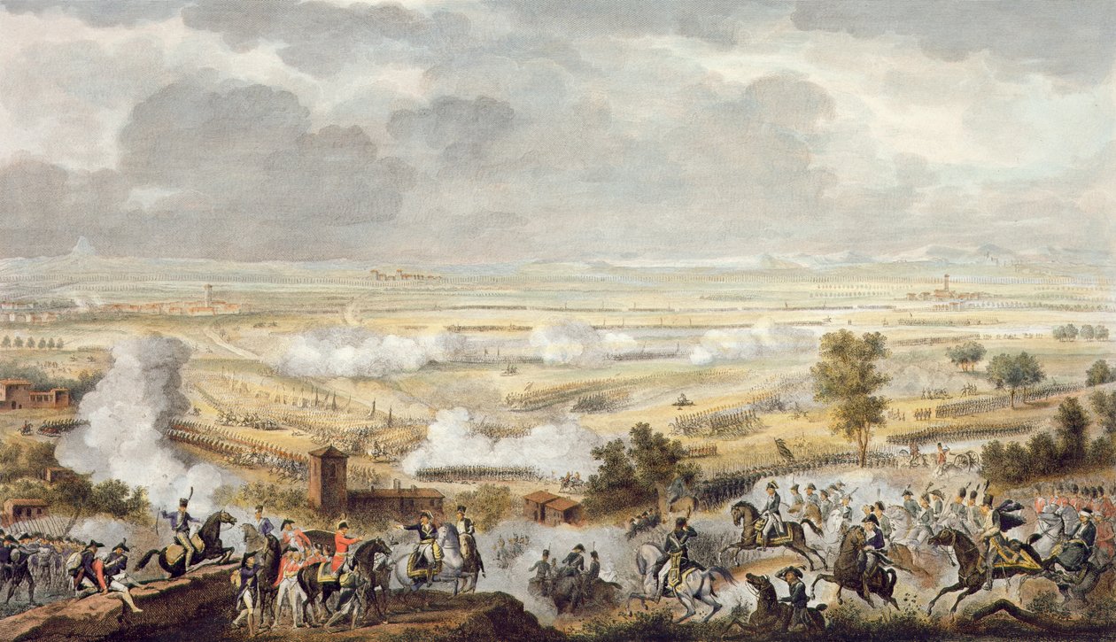Slaget ved Marengo, 23. Prairial, år 8 (12. juni 1800) gravert av Jean Duplessi-Bertaux (1747-1819) (akvatint) av Antoine Charles Horace Vernet
