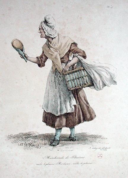 Konditorselgeren, nummer 4 fra The Cries of Paris-serien, gravert av Francois Seraphin Delpech (1778-1825) av Antoine Charles Horace Vernet