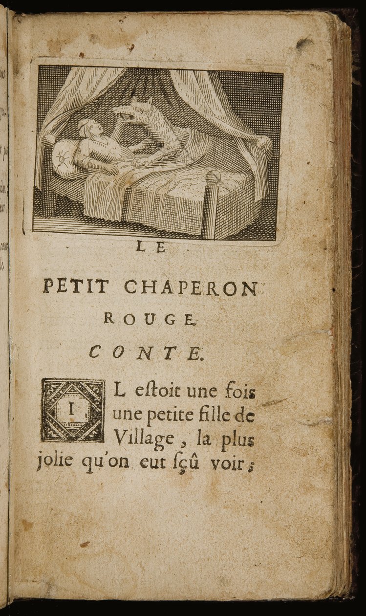 "The Tale Red Riding Hood", side fra "Stories or Tales of the Past. With Moralites" av Charles Perrault, Paris: Claude Barbin, 1697 av Antoine Clouzier