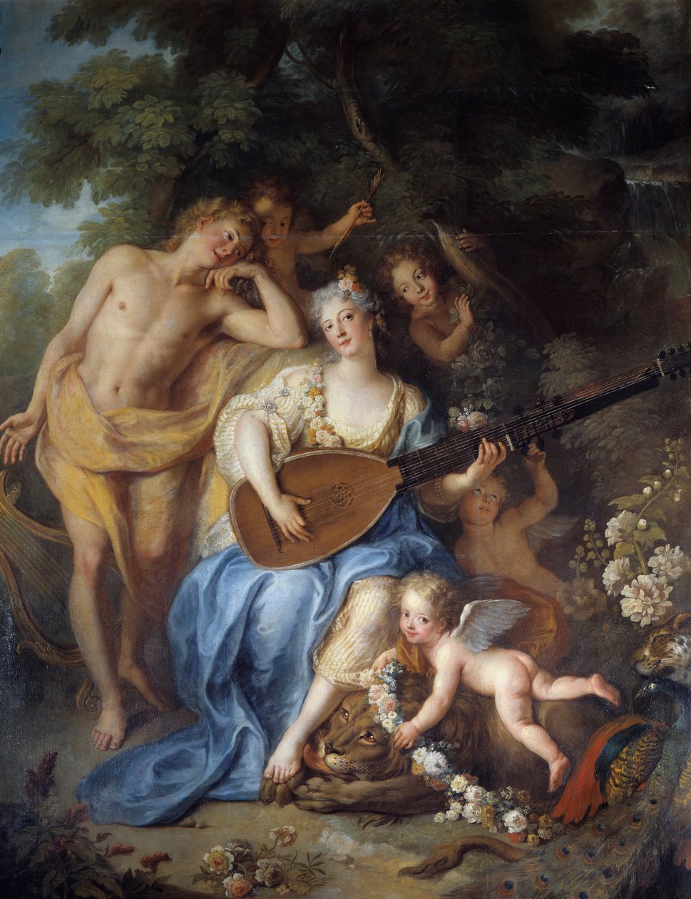 Detalj av "" Portrett av hertuginnen av Villars"" etter Angelique de Varangeville (1683 -?). Maleri av Antoine Coypel (1661-1722) av Antoine Coypel