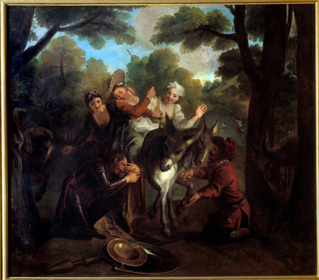 Don Quixote-juksere av sancho tar en bonde for dulcinee. «Den geniale gentleman Don Quijote fra La Mancha» av Miguel de Cervantes Saavedra (1547-1616). Maleri av Charles Antoine Coypel (1694-1752) av Antoine Coypel