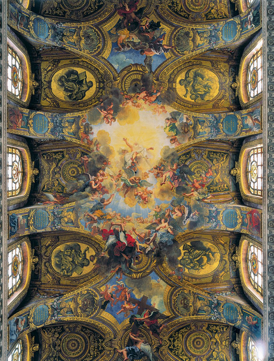 Fresker av hvelvet til det kongelige kapellet dekorert av Antoine Coypel, de La Fosse og Jouvenet (fresco) av Antoine Coypel